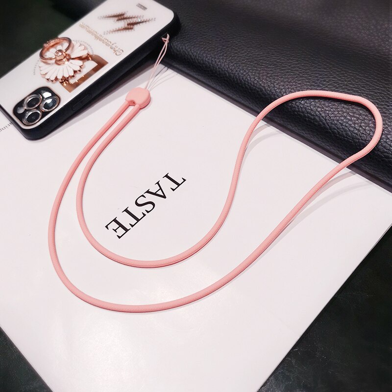 Tali Lanyard Panjang Bahan Silikon Warna Permen Untuk iphone huawei samsung redmi xiaomi