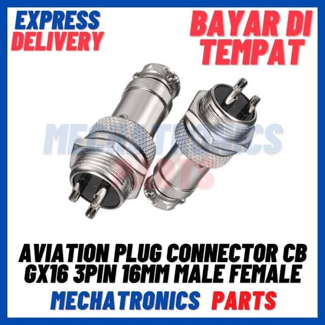 [SOC-9077] AVIATION PLUG CONNECTOR CB GX16 3PIN 16MM MALE FEMALE