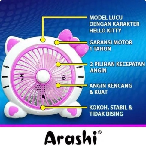 Kipas Angin Karakter Arashi Listrik Portable Hello Kitty