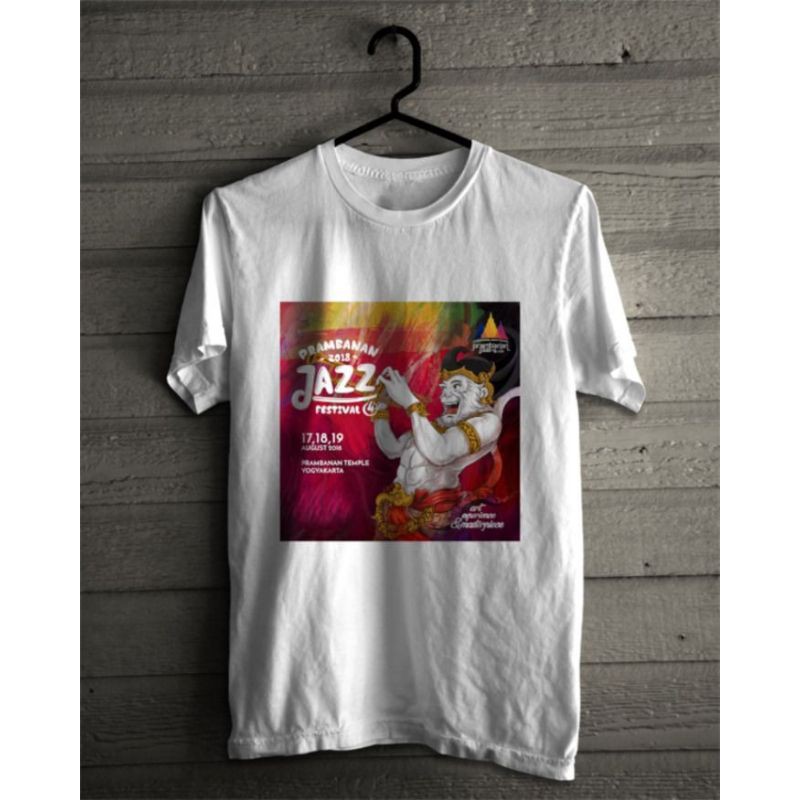 Kaos sablon plastisol Prambanan jazz festival full colour bisa custom warna kaos