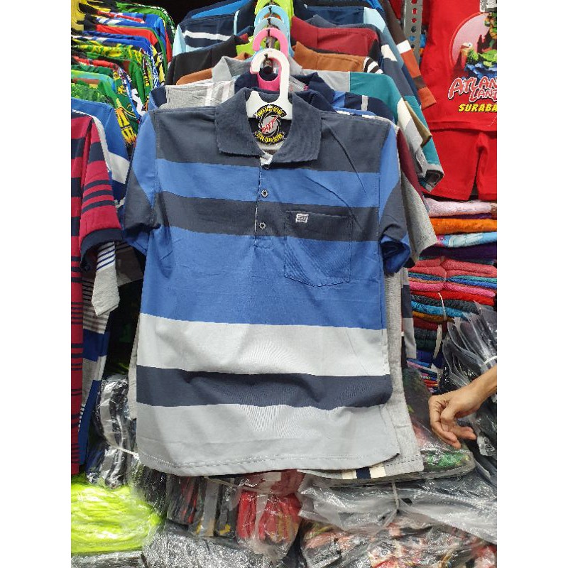 KAOS KERAH KRA MOTIF SALUR BALOK  BEST SELLER MURAH