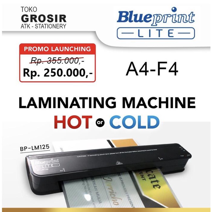 

Mesin Laminating Folio Panas Dingin F4 A4 Hot and Cold BLUEPRINT LM125