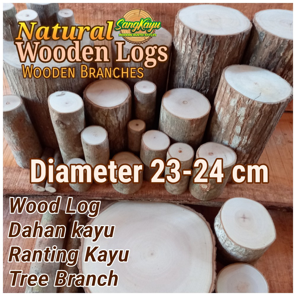 Kayu log kayu diameter 23-24 cm bahan meja samping dekorasi hiasan