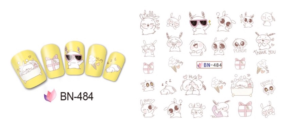 Water Decal Nail Art Sticker Cute Cartoon