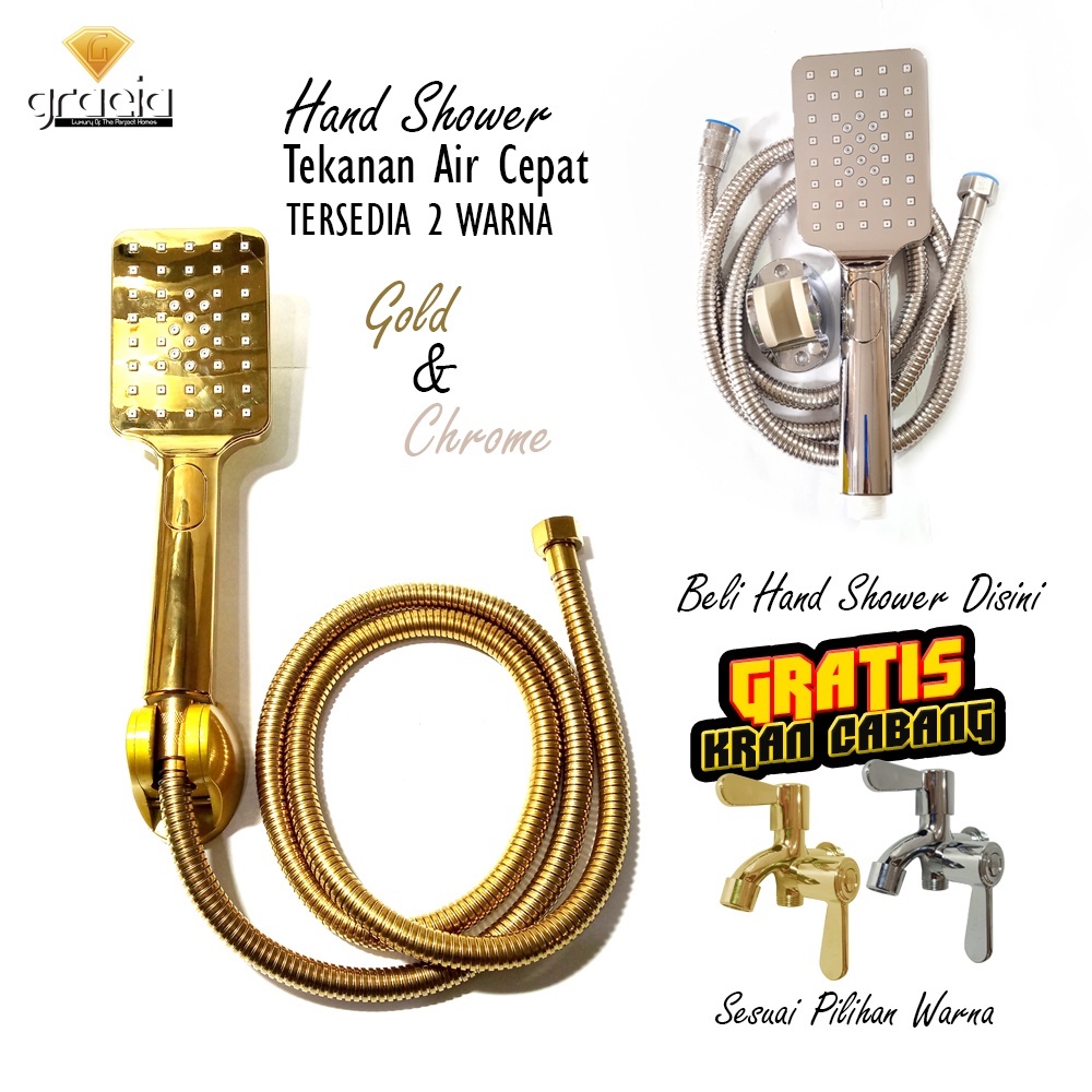 Shower Kamar Mandi Lengkap Hand Shower GRATIS Kran Cabang 1/2inch / Shower Gold 3 Mode Pancuran Air Shower / Shower Gold / Shower Mandi