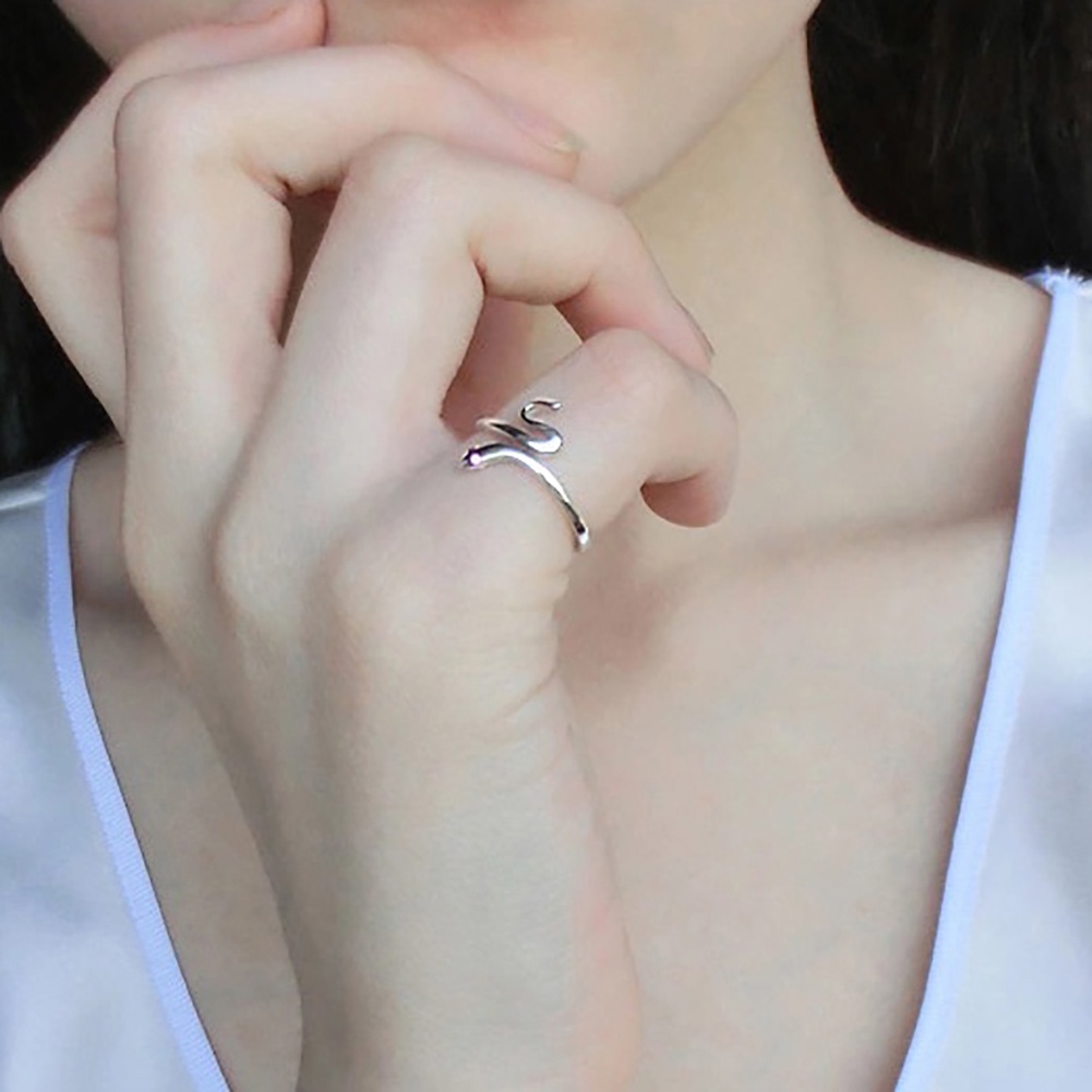 Hu Hu Hu Hu Hu Alat Bantu Pasang Kacamata♡ Cincin Model Terbuka Bentuk Ular Adjustable Untuk Wanita