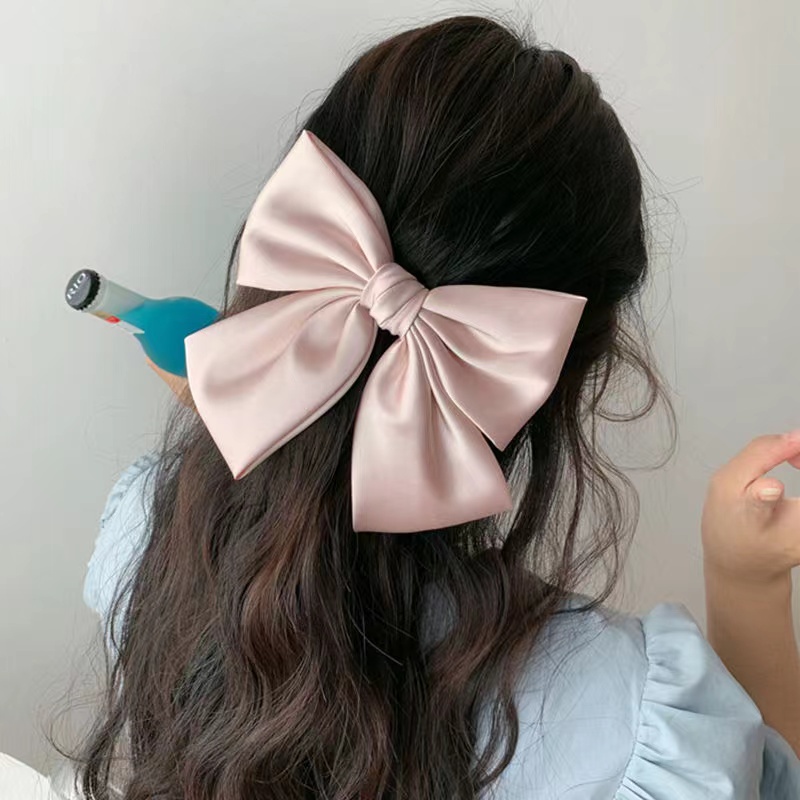 Jepit Rambut Kupu Kupu Pita Besar Bahan Satin Korean Style