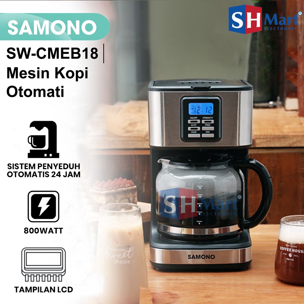 MESIN KOPI OTOMATIS SWCMEB18 / DIGITAL COFFEE MAKER KAPASITAS 1.8 LITER SW-CMEB18 SAMONO (MEDAN)