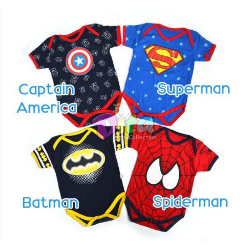 Jumper Bayi Superhero, Baju bayi karakter batman , Baju Romper , Jumper Carter Lengan Pendek