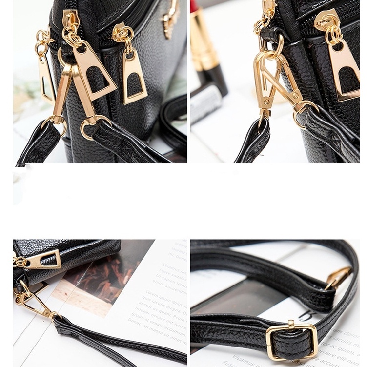 TAS SELEMPANG WANITA KOREA KECIL KULIT PREMIUM HITAM MONTY TA541B5 IMPORT SIMPLE SLING BAG REMAJA BATAM BRANDED CEWEK MURAH