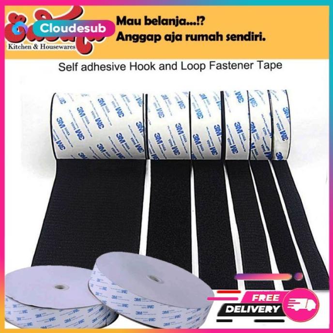 

(BISA COD) Lakban Perekat Double Tape Velcro 3M Hook and Loop Magic Nylon Sticker BERGARANSI Kode 122