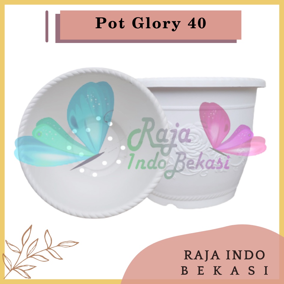 Rajaindobekasi Pot Bunga Glory Shallom 40 Putih Pot Tanaman Glory 35cm Pot 35 Plastik 35cm Glory Vas Bunga Putih Pot Tanaman Hias