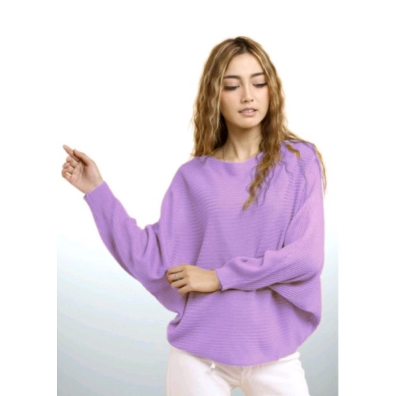 [Best Seller]_Blouse Rajut &quot; HANNA&quot; Batwing / Atasan Rajut Wanita Model Kelalawar / Baju Kalong Knit Premium (BB-