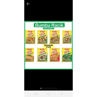 

bumbu racik,ayam goreng,nasi goreng,tempe goreng,sayur asem,sayur sop