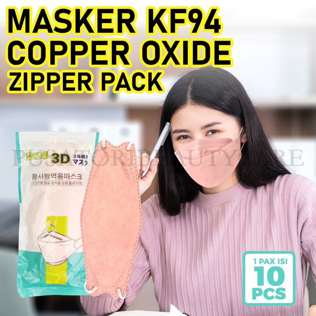 Masker KF94 Copper Oxide (4 ply dgn lapisan tembaga oxida non-woven) Anti-Virus &amp; reusable