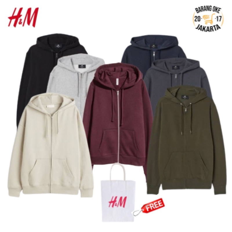 COD SALE 12.12 ZIPPER HOODIE BASIC HNM H&amp;M Black/Grey/Dark grey/Navy