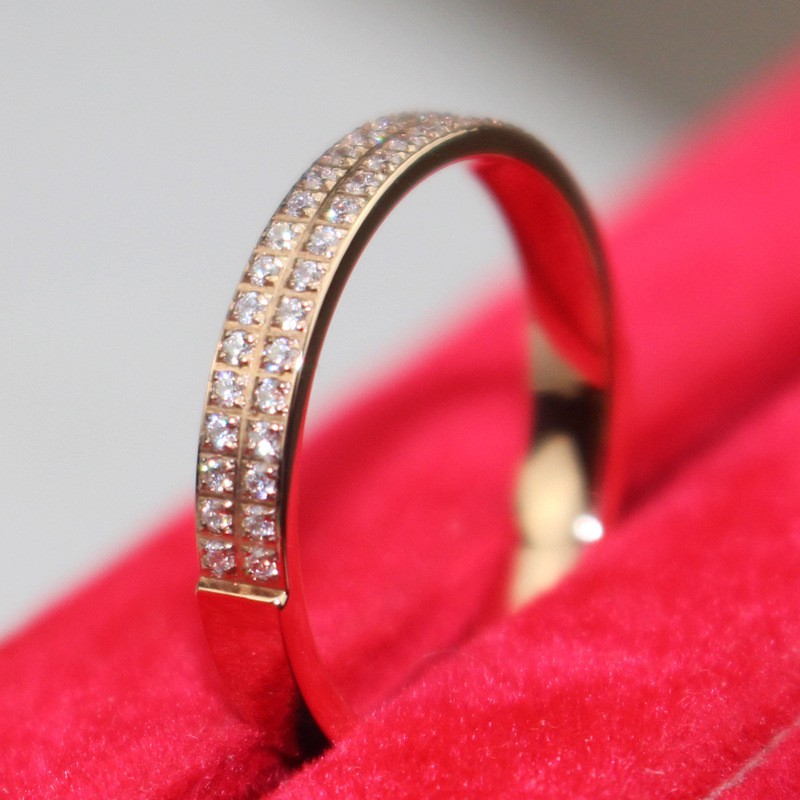 SALE / OBRAL Cincin Titanium Mini Korea Wanita fashion CK045 warna rose gold motif double permata