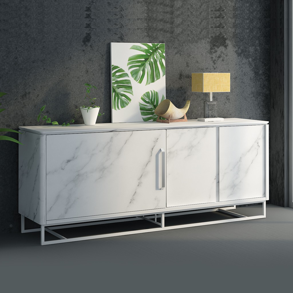 Cabinet Buffet Rak Meja Konsul Credenza Minimalis Marble Siantano