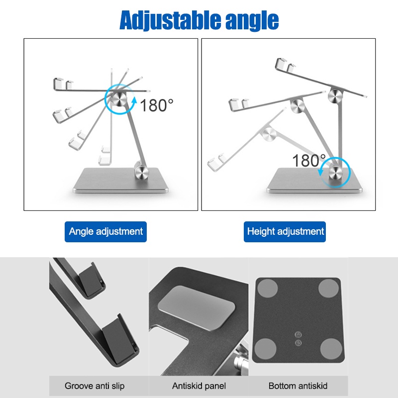 Tablet Holder Stand Desk Foldable Holder Dock For iPad/Phone Bisa Dilipat Ketinggian Bisa Diatur