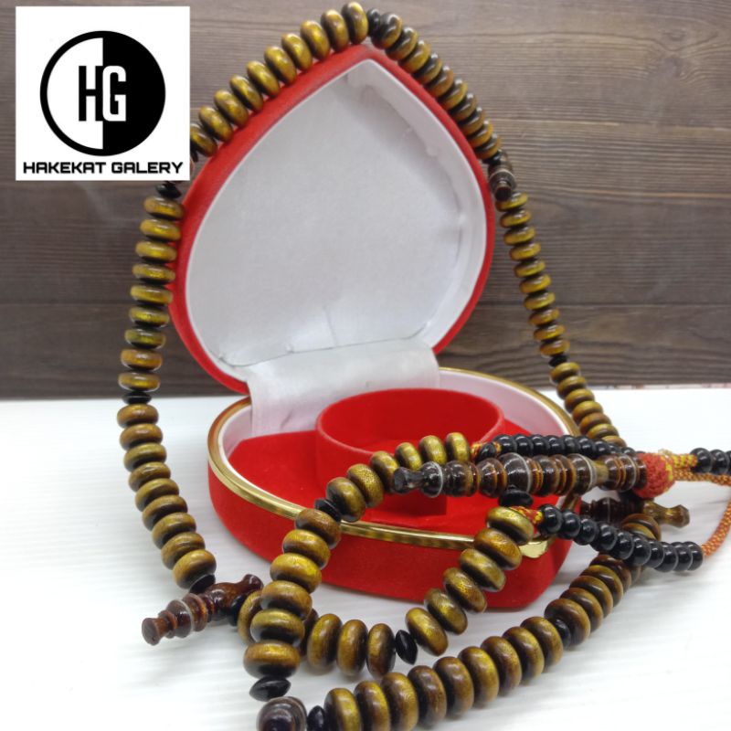 tasbih tijani tijaniyah akar bahar serat emas benang rajut E274