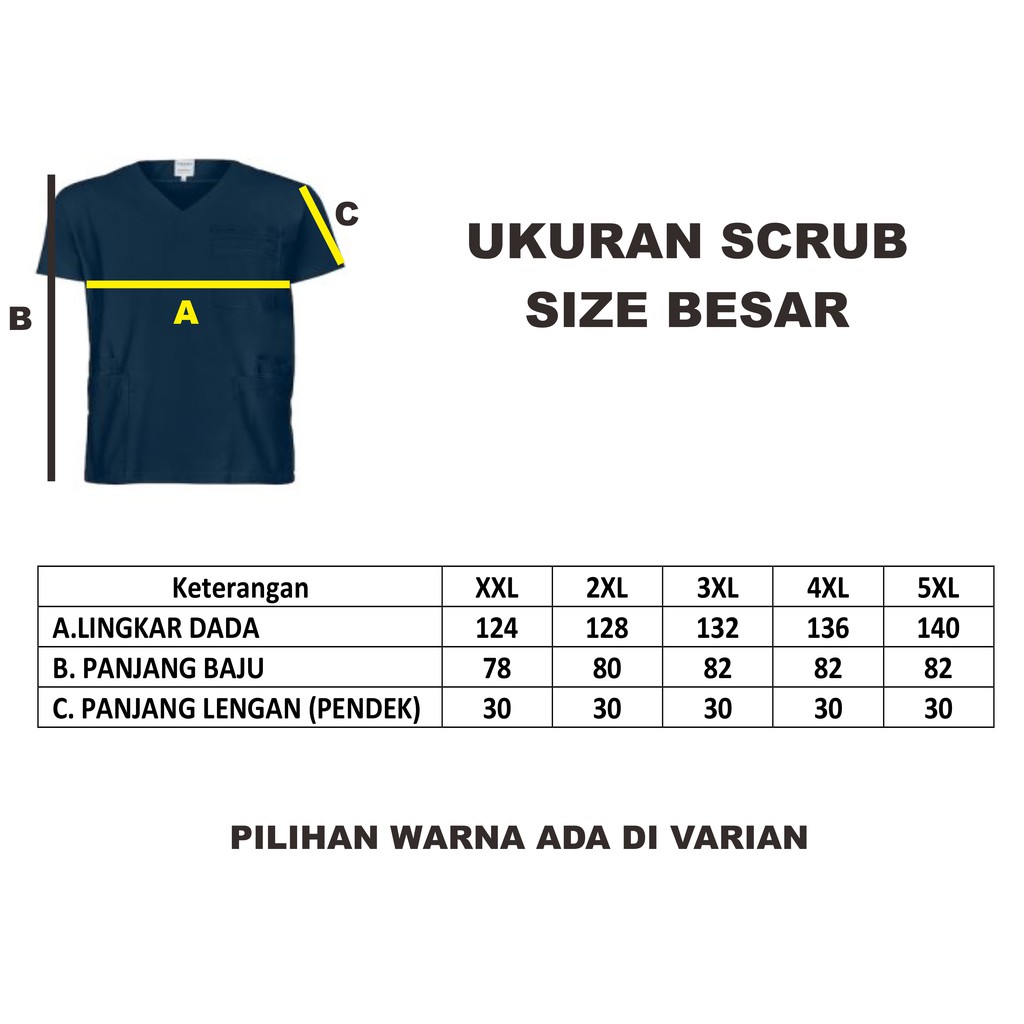 Atasan Baju Jaga DOkter OKA Doctor Scrub APD XXL-5XL (Saku Banyak)