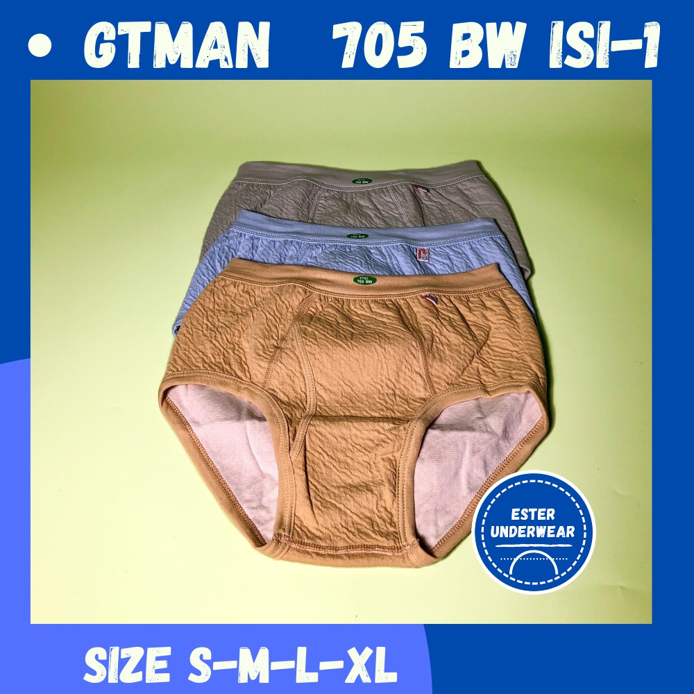 GTMAN Celana Dalam Pria Dewasa GT-705B PUTIH/WARNA ISI-1 Seri Classic Kulit Jeruk