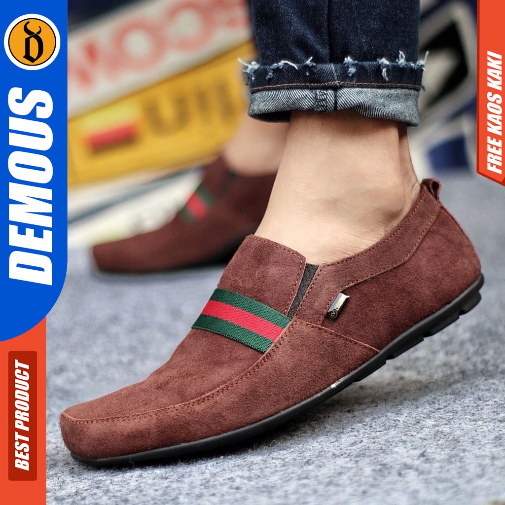 DEMOUS YOMI Sepatu Casual Slip On Kulit Asli