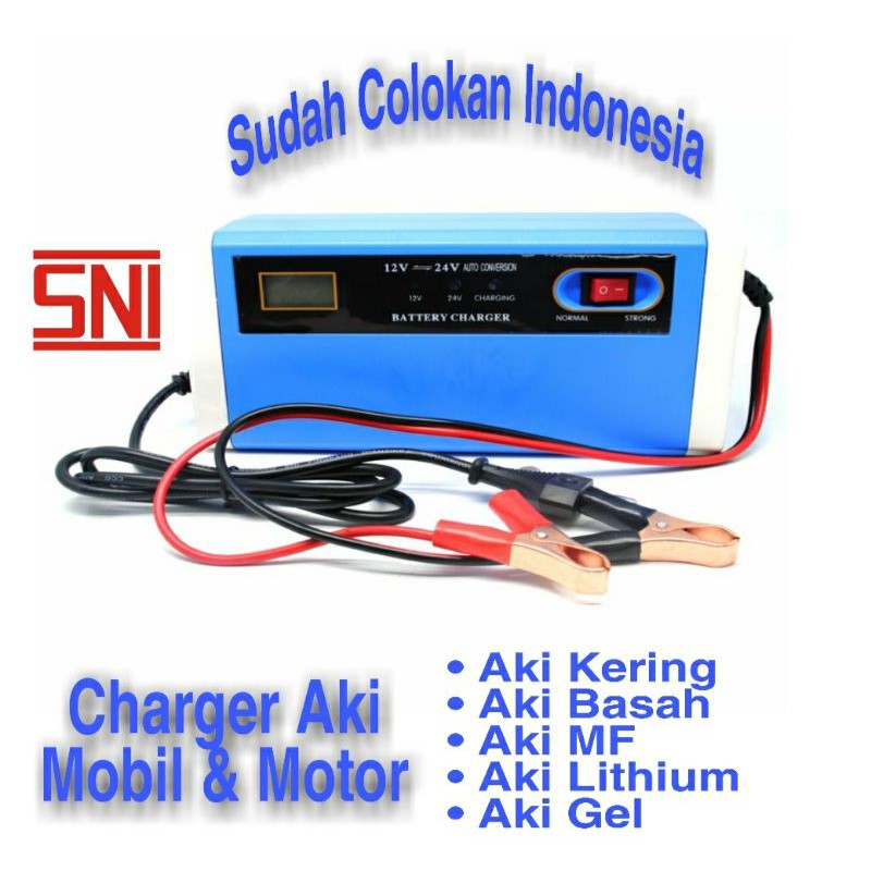 CHARGER AKI MOBIL/MOTOR Lead LCD 12-24V 10A
