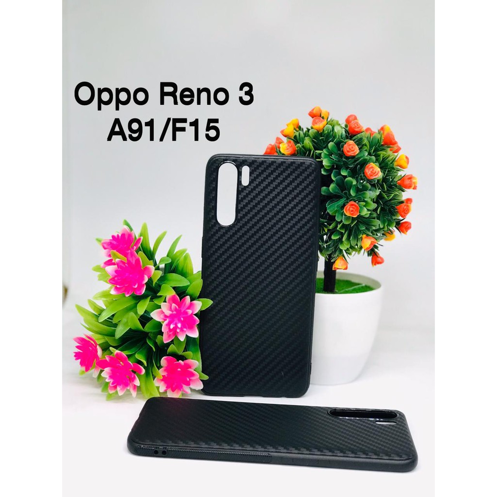 BLACK CARBON CASE OPPO RENO 3 A91 F15 PREMIUM SLIM CASE ORIGINAL