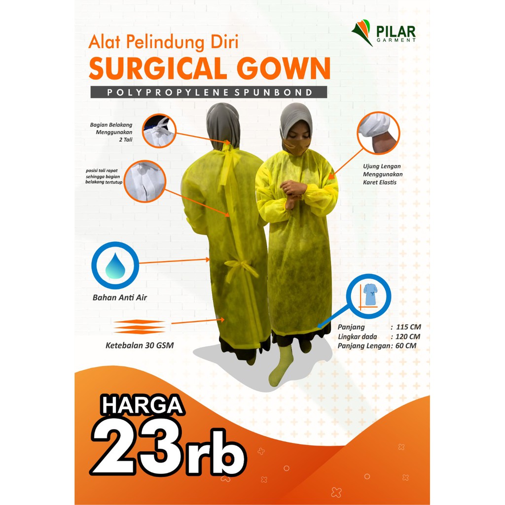  Baju  medis APD  Gown  APD  Long Gown  Gaun Gamis Spunbond 30 