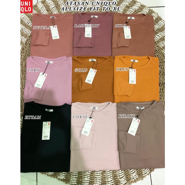 Kaos Waffle Uniqlo Lengan Panjang/Lengan Panjang Wanita