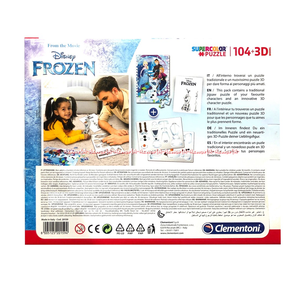 Clementoni Disney Frozen Super Color Puzzle 104 Mainan Puzzle 3D Untuk Anak Usia 6 Tahun Keatas