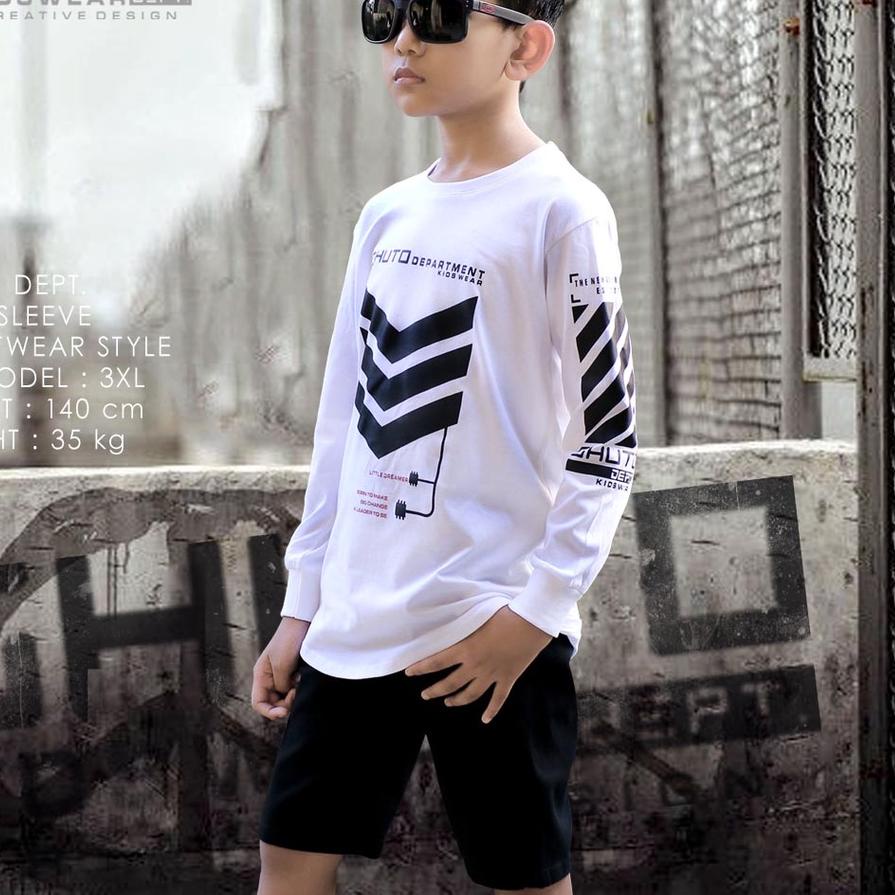 Baju Kaos Anak Laki Laki Lengan Panjang 1-12 Tahun Warna Putih/Baju Anak Laki Laki/Kaos Anak 민