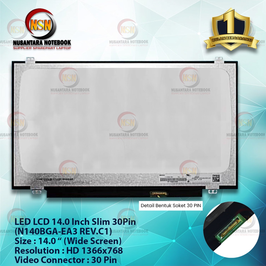 LED LCD Layar Laptop 14.0 Inch Slim 30pin Resolusi FHD 1920 X1080