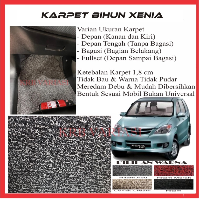 Karpet Lantai Mie Bihun Daihatsu XENIA Dua Warna/Karpet Mie Bihun Mobil XENIA/Karpet Set/Daihatsu XE