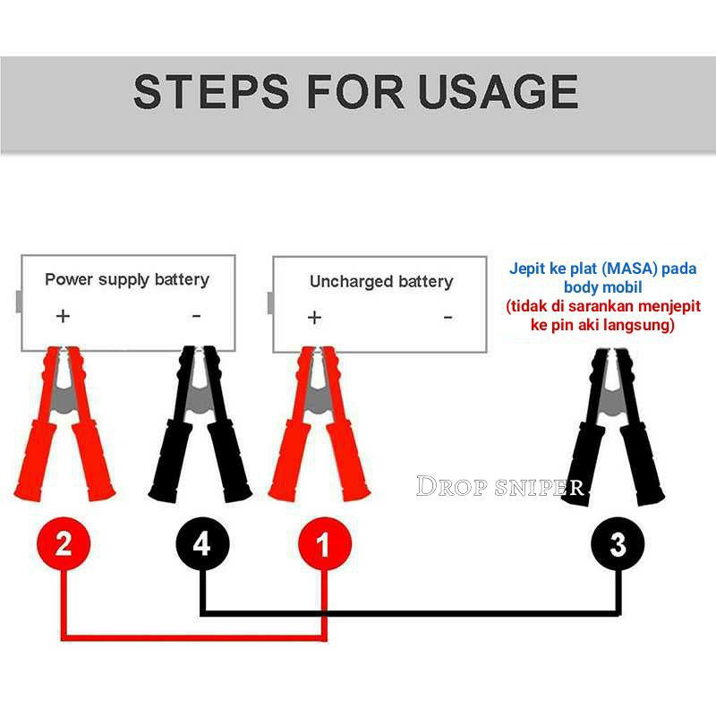 D800 Kabel Jumper Starter Mobil Mogok Leads Pure Copper 2000Amper