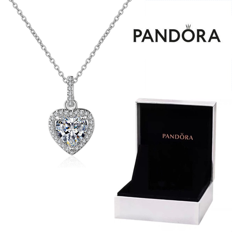 Pandora Kalung 925 Silver Cubic Zirconia Bentuk Hati Untuk Wanita