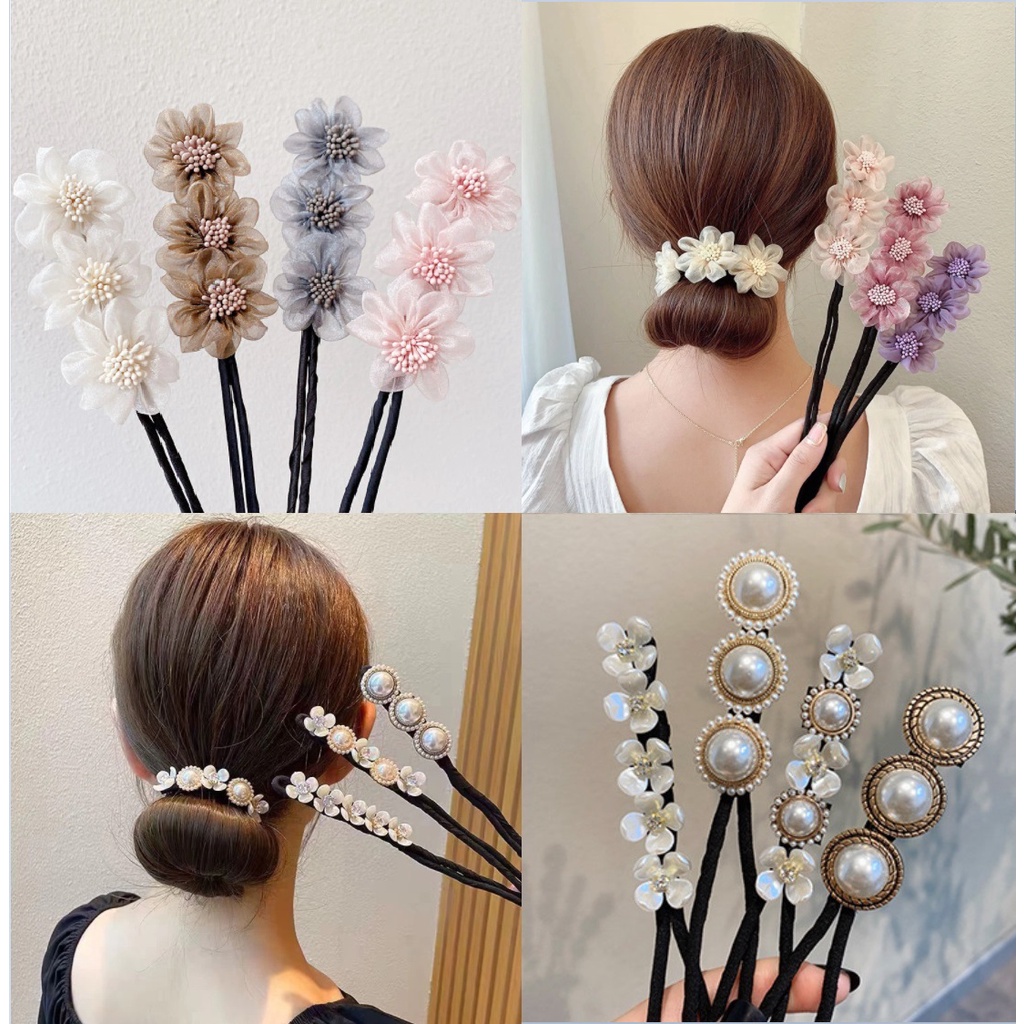 Ikat Jepitan Rambut Alat Sanggul Hair Bun Tie Kawat Jepit Korea Fashion Klip Aksesoris Cewek Wanita Jepang