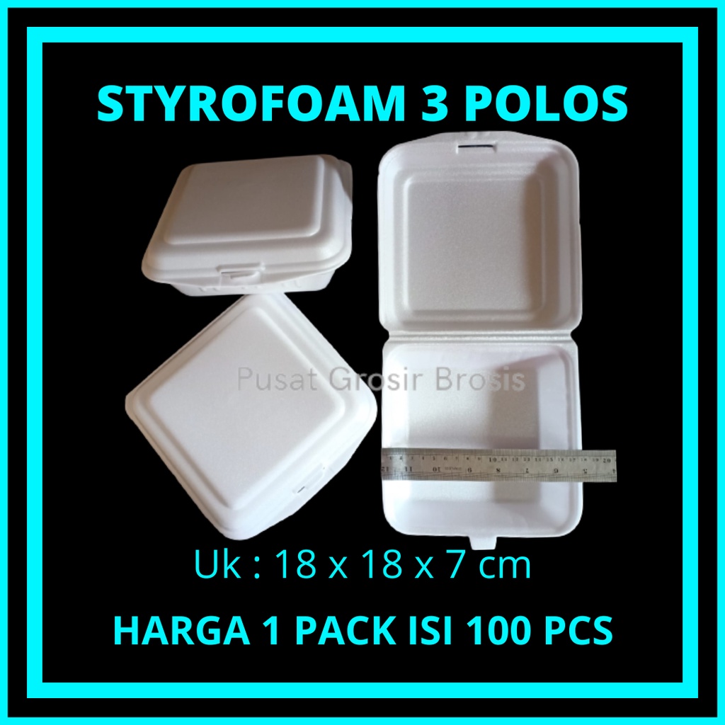 GOSEND GRAB ONLY 100pcs Sterofoam Nasi Makanan / Box Nasi Polos Tanpa Sekat
