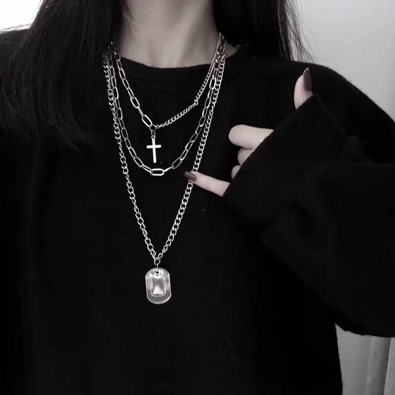 Kalung Rantai Panjang Multilayer Gaya Hip Hop Untuk Pria Dan Wanita