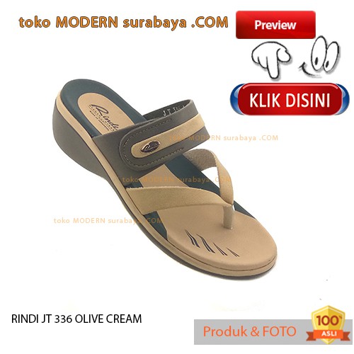 RINDI JT 336 OLIVE CREAM Sandal Wanita Sendal Jepit Casual Flip Flop