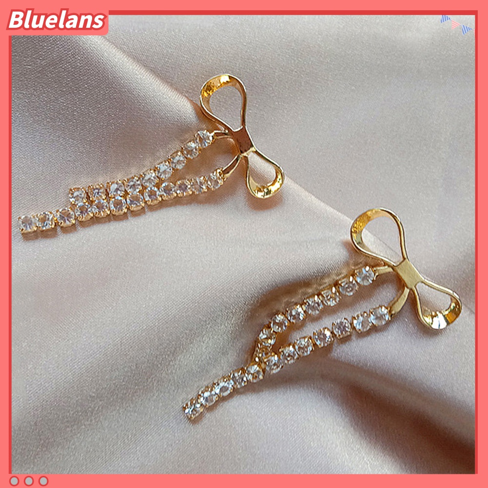 Anting Rumbai Panjang Bentuk Pita Bahan Alloy Untuk Wanita