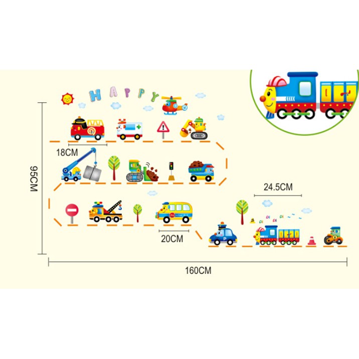 RELIZA WALL STICKER MOBIL TRANSPORTASI TRUCK ANAK CAR KID XY 8105 STIKER DINDING