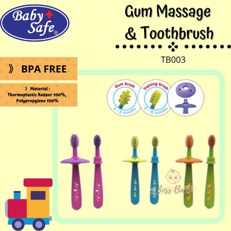 BABY SAFE Gum Massage &amp; Toothbrush TB003 Training Tootbrush Sikat Gigi Bayi Anak