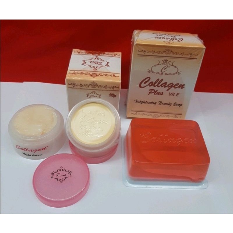 Bedak Pemutih Collagen Asli Paket Siang dan Malam + sabun