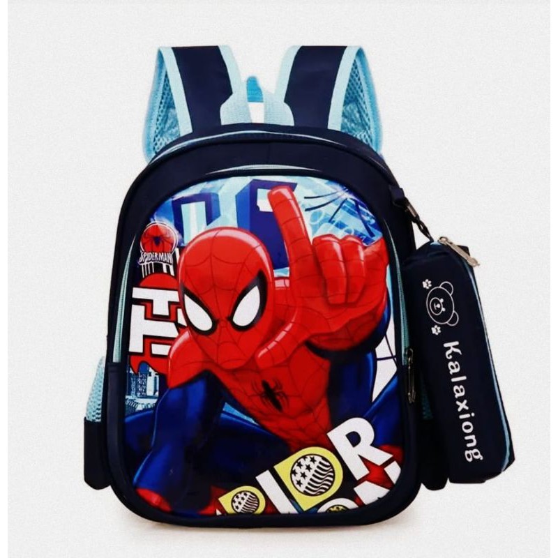 BISA BAYAR DI TEMPAT [COD] Tas Anak Karakter Spidermen 2in1/ Tas Anak Laki Laki/Tas Ransel Sekolah Anak Laki laki