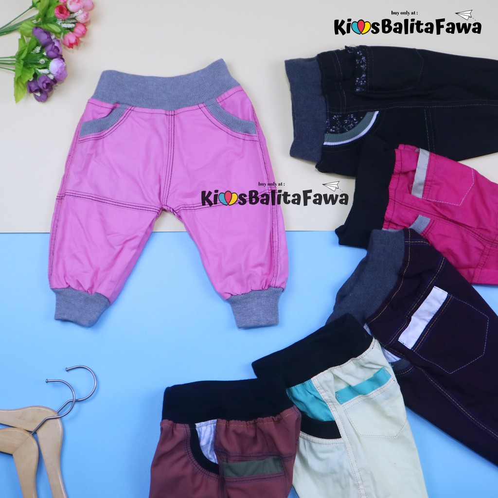 Jogger Lily Kids uk 6-18 Bulan / Celana Anak Perempuan Outfit Kece Joger Pants Balita Polos Kantong