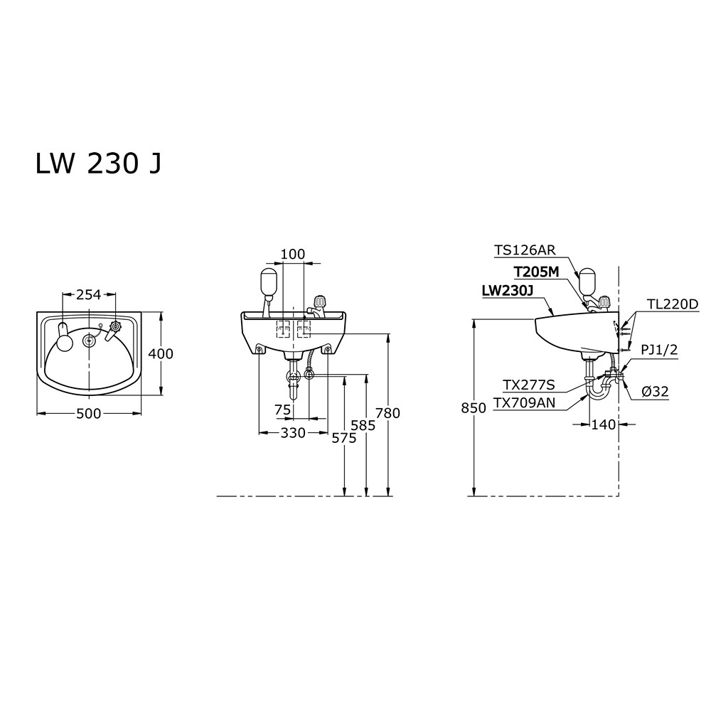 Wastafel TOTO LW 230 J ( hanya body )