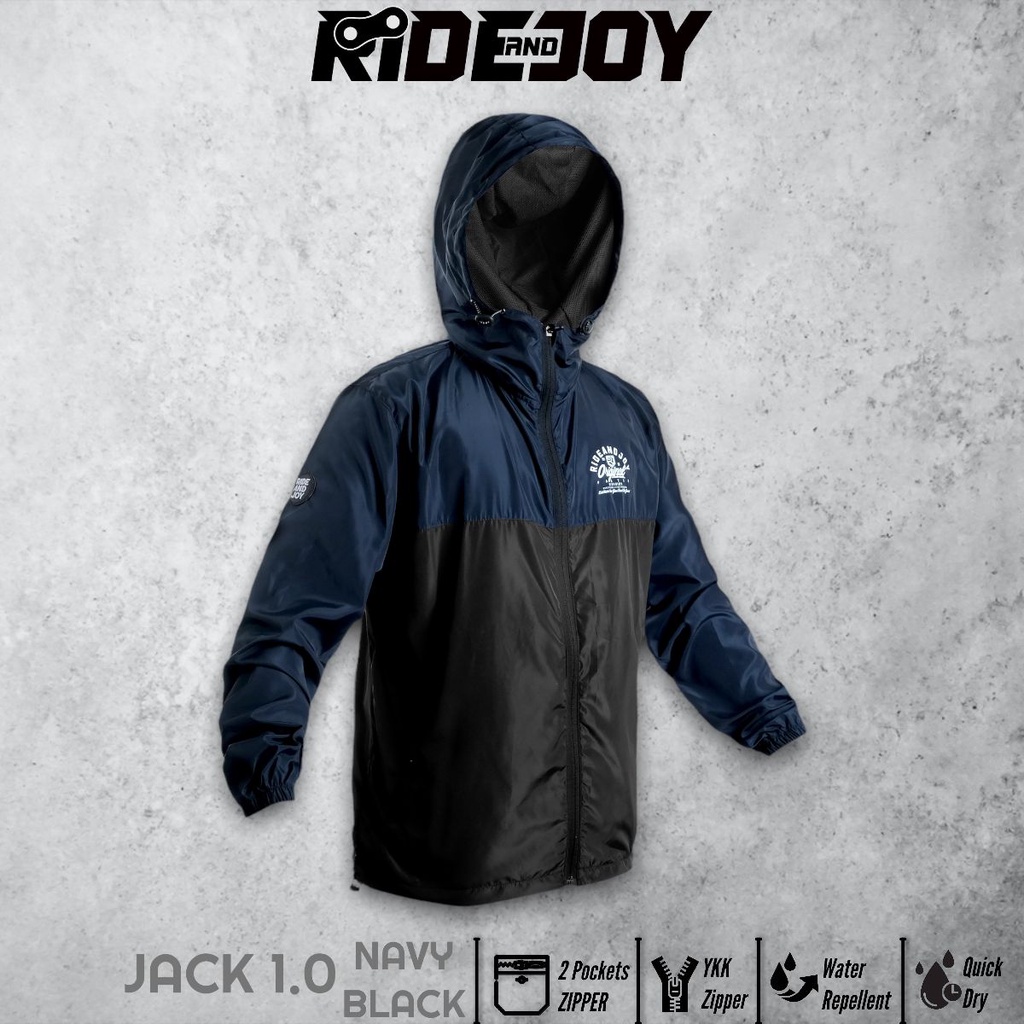 JACK1.0 NAVY BLACK - Jaket Outdoor olahraga sepeda santai windbraker non waterproof MTB Downhill End