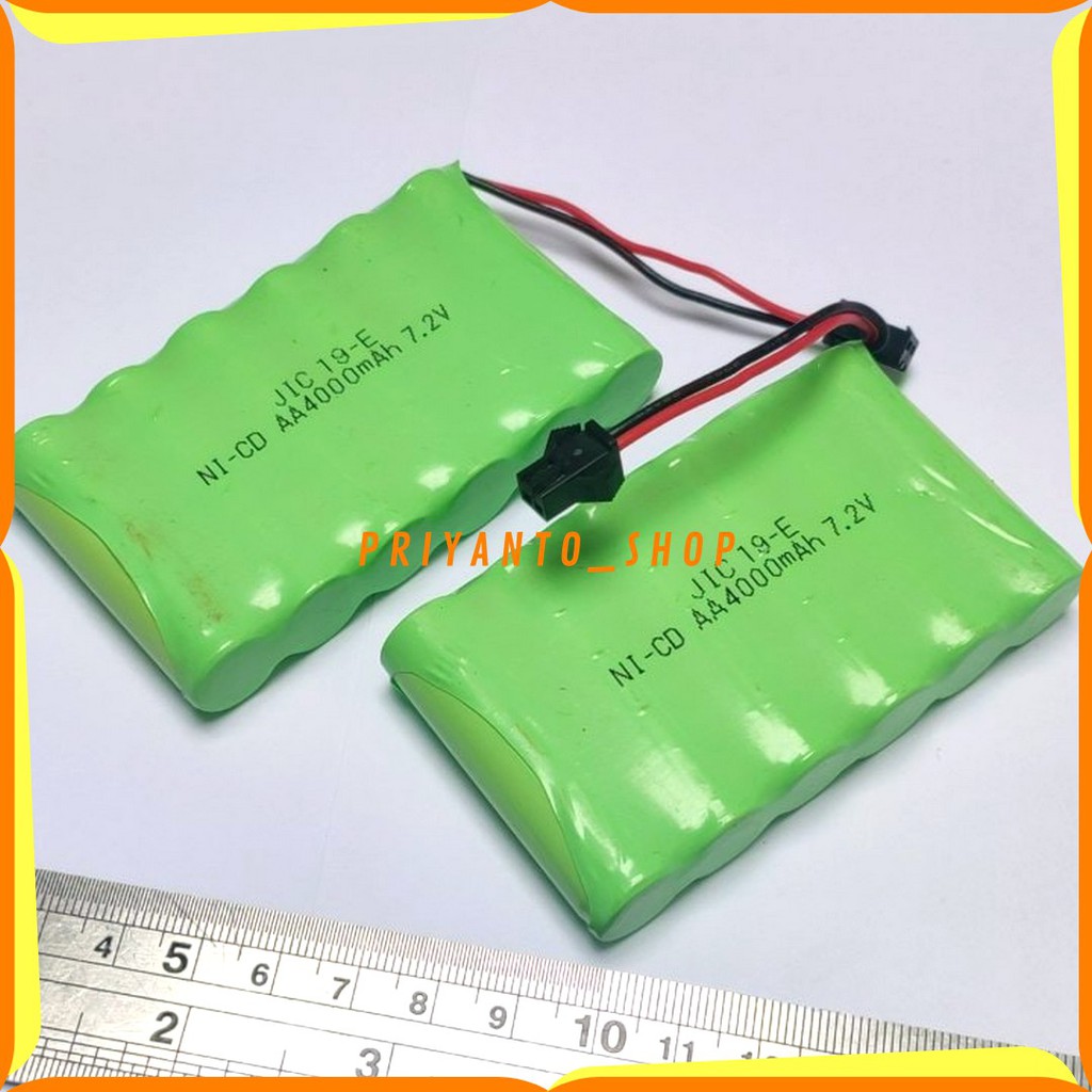 Baterai Bateray NiCd RC AA 4000mAh 7.2V Socket Hitam isi 6